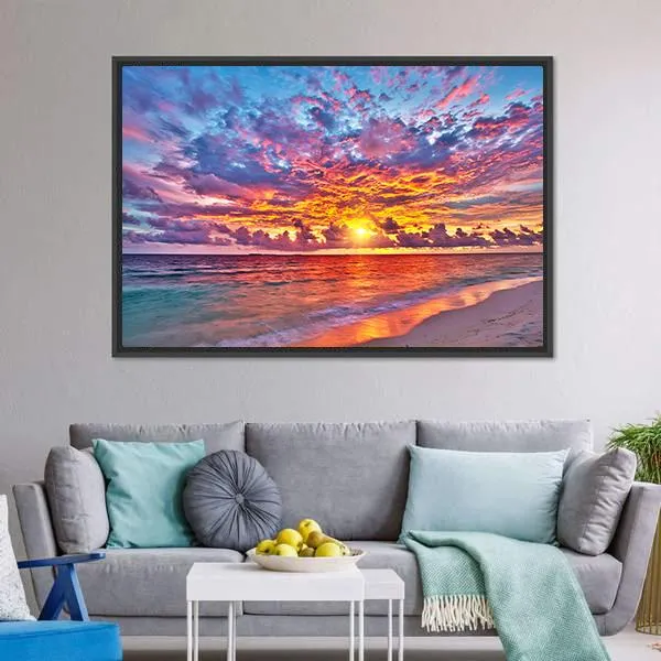 Colorful Sunset Over Ocean Canvas Wall Art