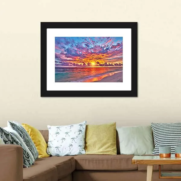Colorful Sunset Over Ocean Canvas Wall Art