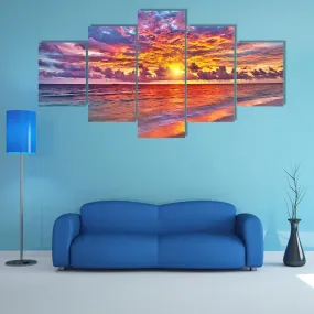 Colorful Sunset Over Ocean Canvas Wall Art