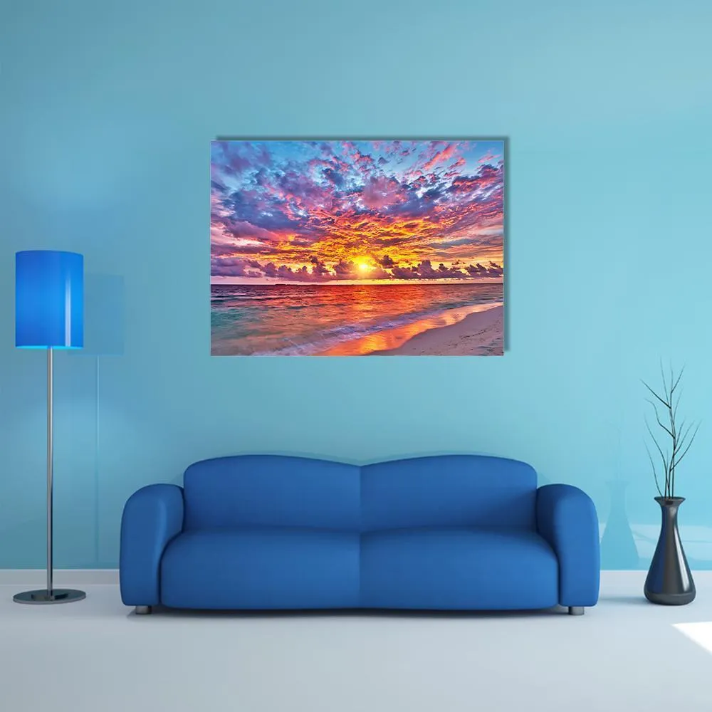 Colorful Sunset Over Ocean Canvas Wall Art