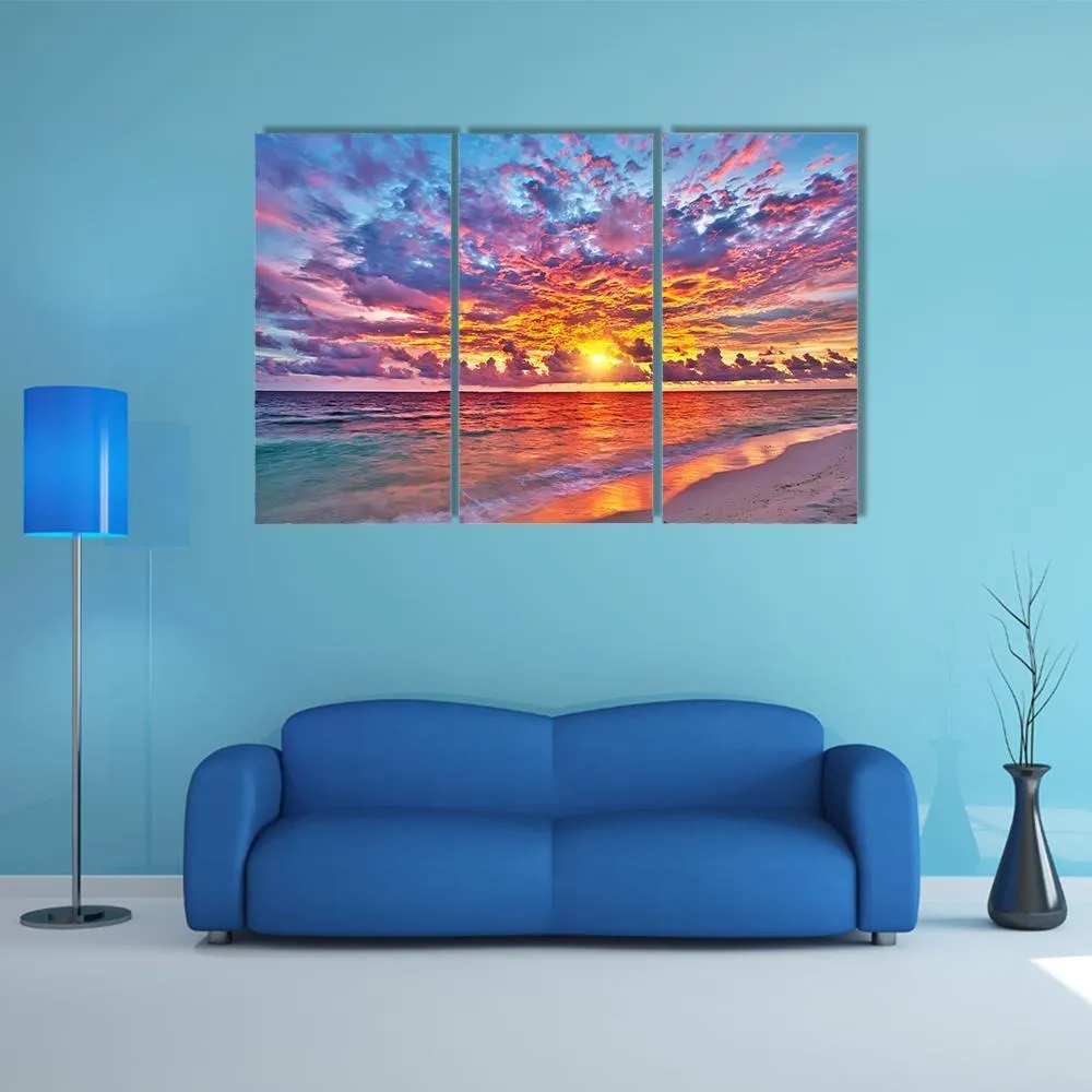 Colorful Sunset Over Ocean Canvas Wall Art