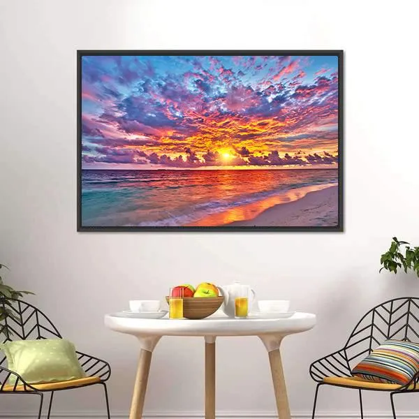 Colorful Sunset Over Ocean Canvas Wall Art