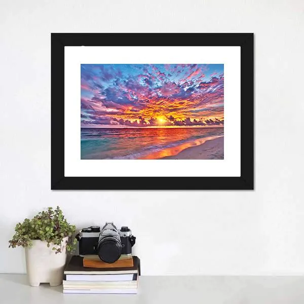 Colorful Sunset Over Ocean Canvas Wall Art