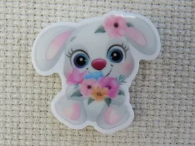 Cute Bunny with Pink Flowers Needle Minder, Cover Minder, Magnet