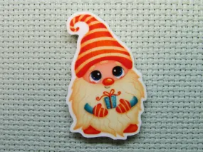 Cute Candy Cane Gift Giving Gnome Needle Minder, Cover Minder, Magnet