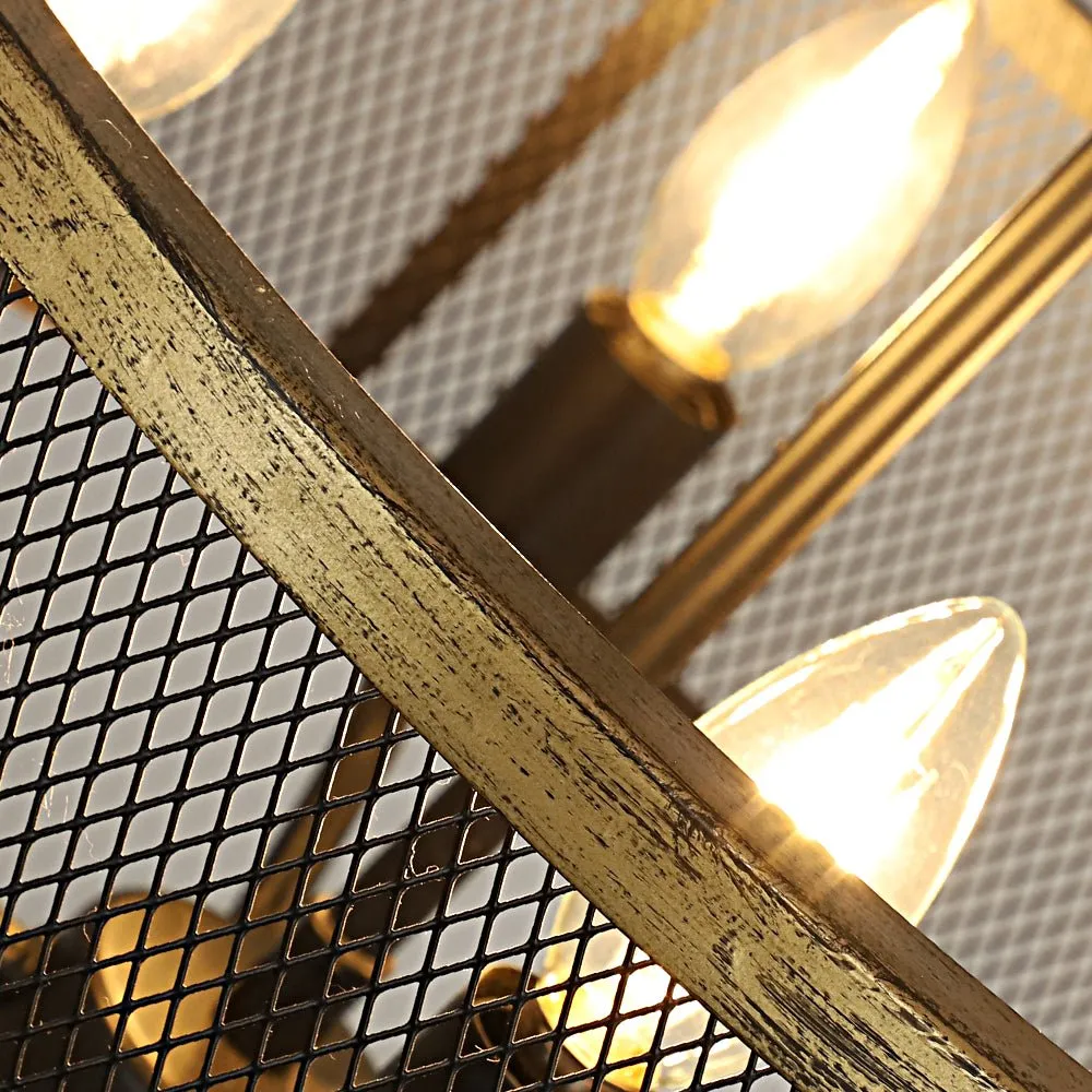 Depuley 4-Light Farmhouse Industrial Chandelier Lighting, Drum Hanging Pendant Light Fixture with Antique Gold and Matte Black for Dining Room Kitchen Living Room, Height Adjustable
