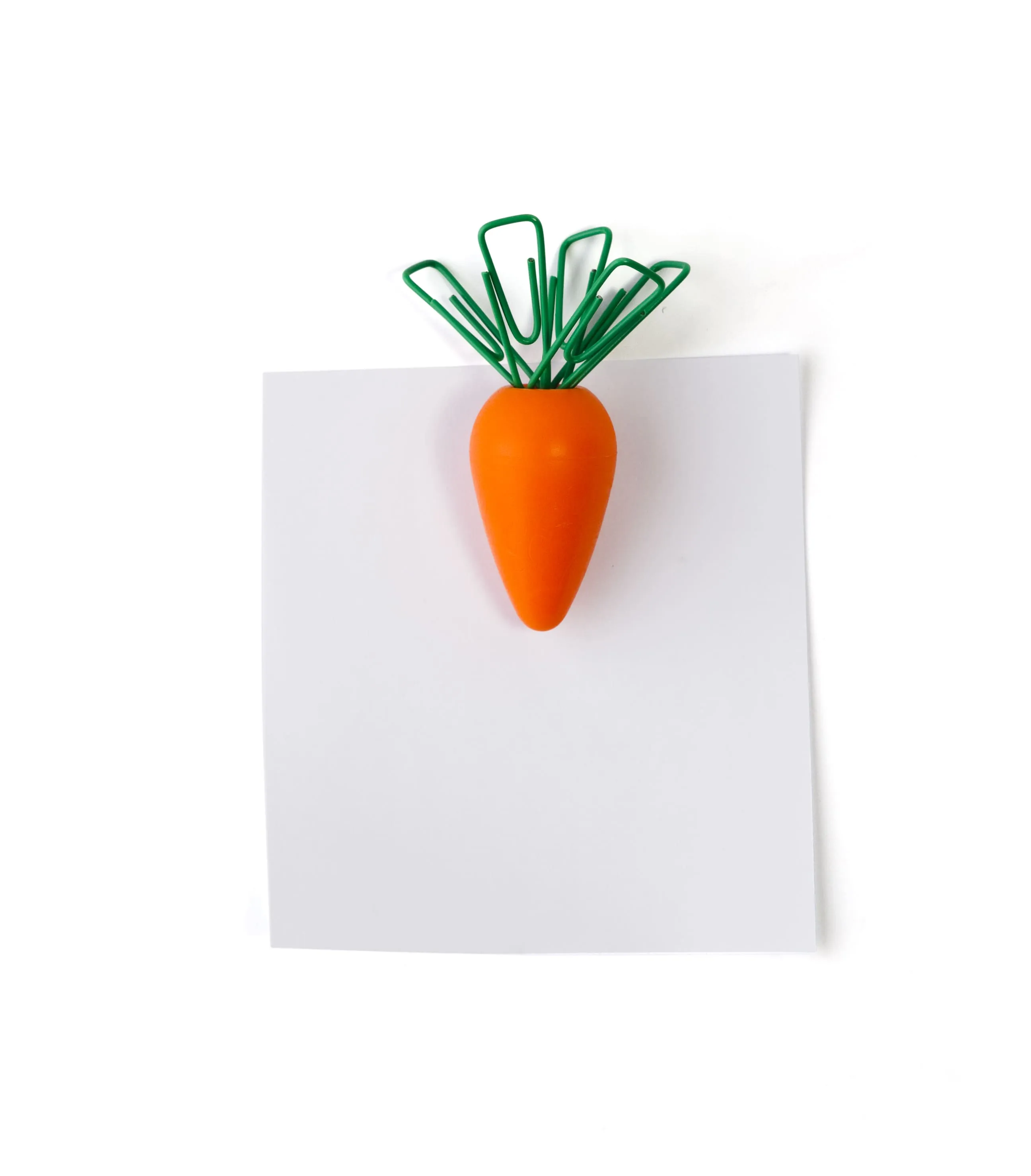 Desk Bunny Scissors and Magnetic Carrot with Paper Clips in White