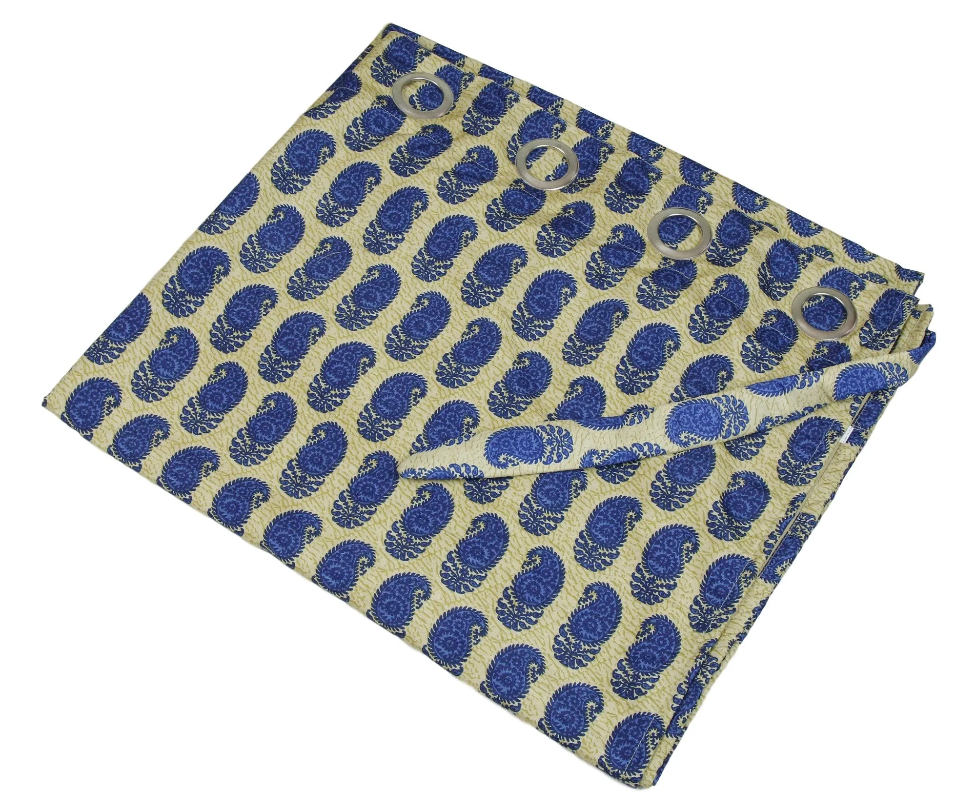 Door Curtains Set Of 2 Curtain Panels With Lining Digitally Printed Faux Silk 48 X 84 Inch,Beige And Blue