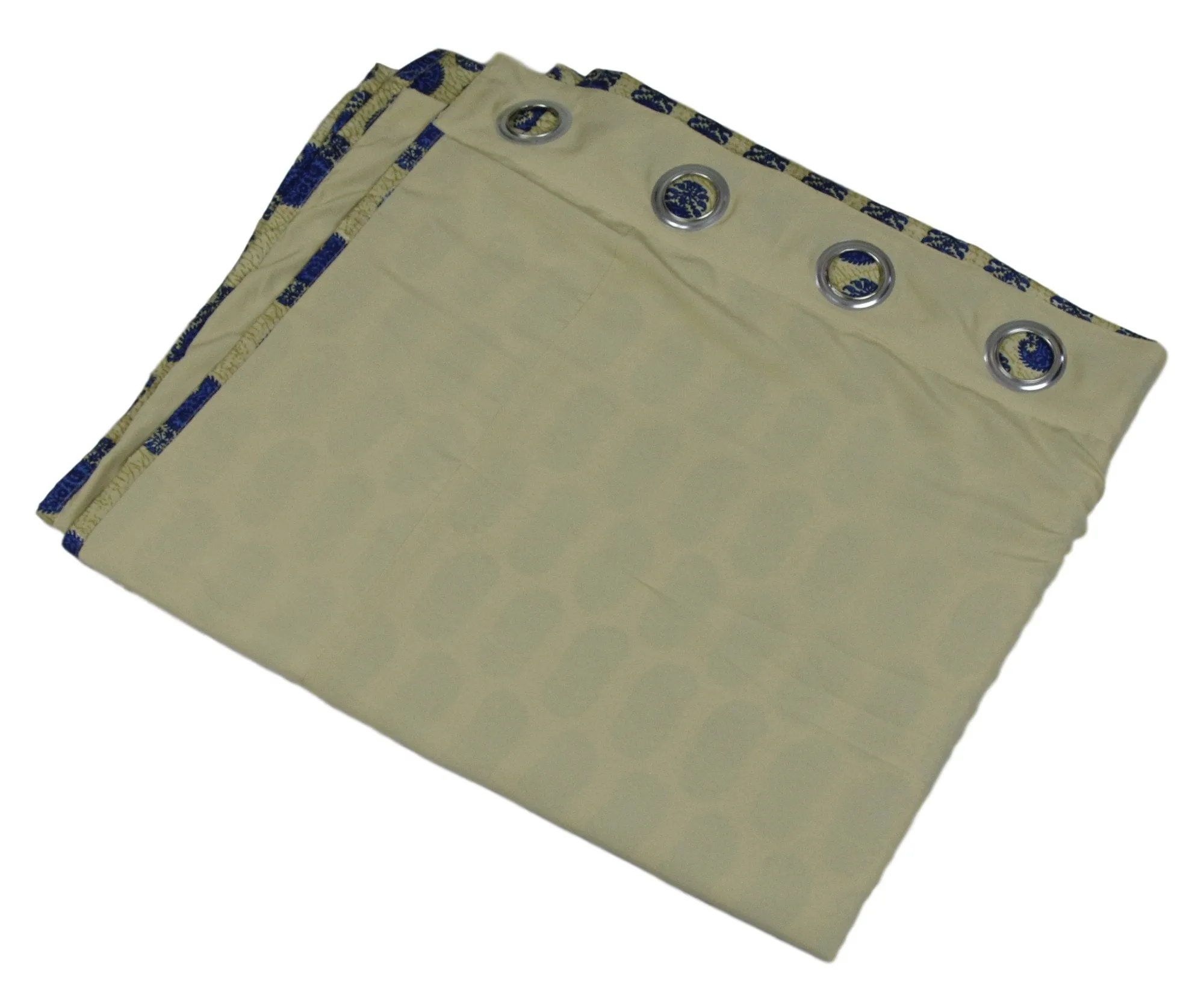 Door Curtains Set Of 2 Curtain Panels With Lining Digitally Printed Faux Silk 48 X 84 Inch,Beige And Blue