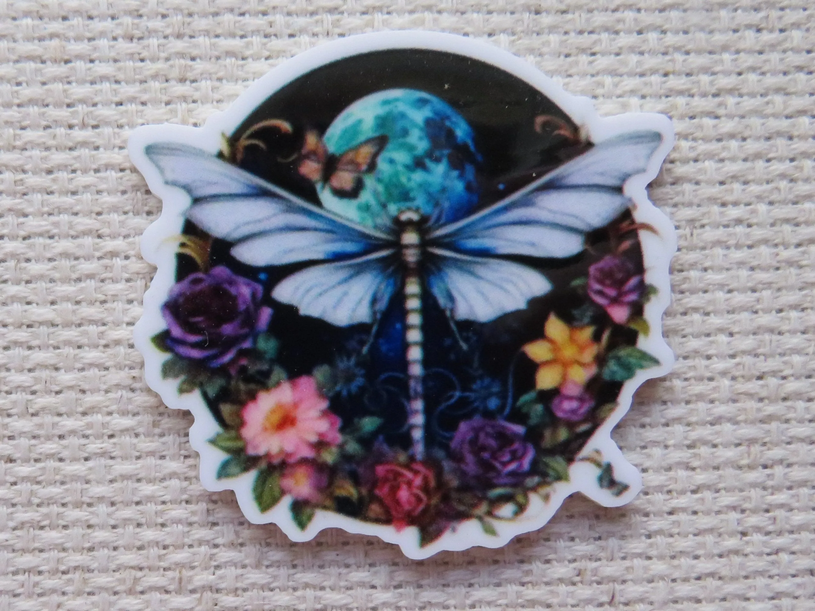 Dragonfly and a Moon Needle Minder, Cover Minder, Magnet