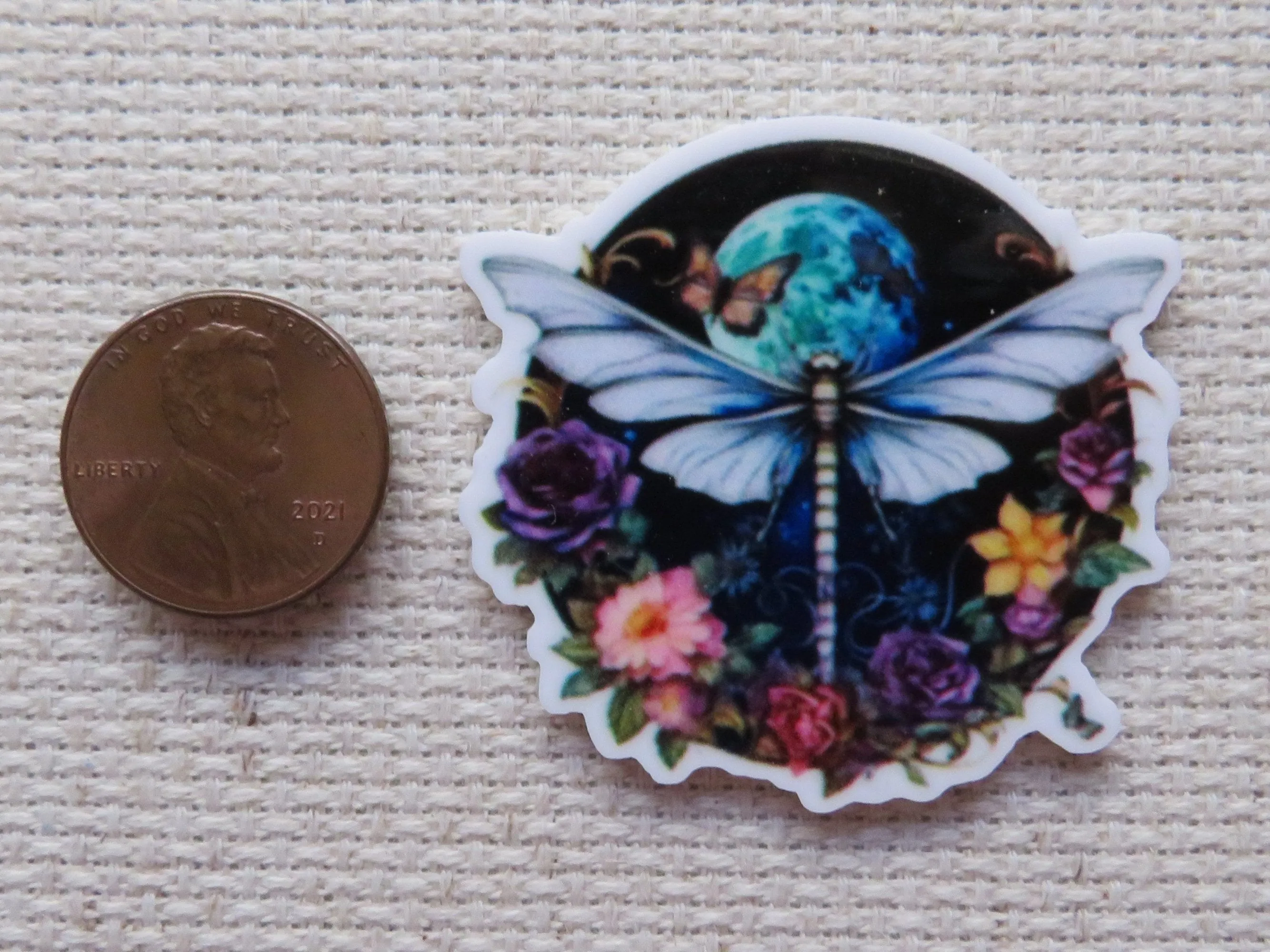 Dragonfly and a Moon Needle Minder, Cover Minder, Magnet