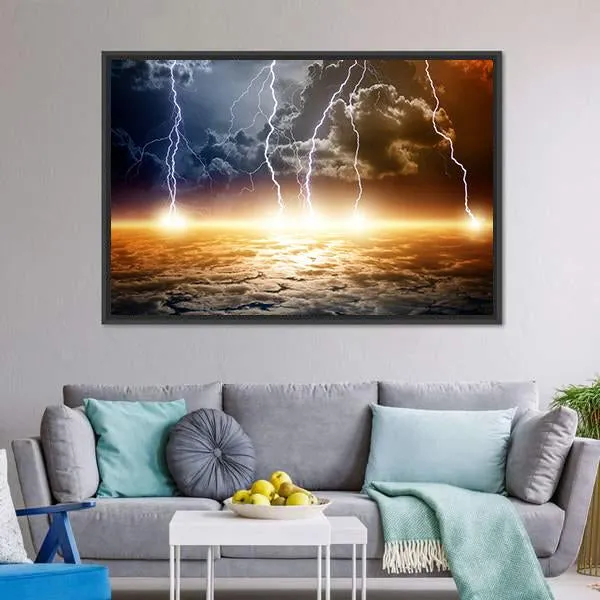Dramatic Bright Lightning Canvas Wall Art