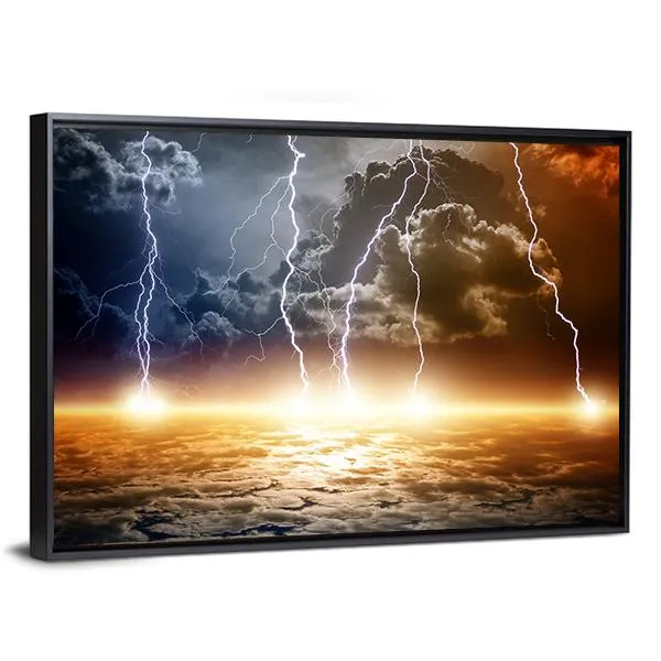 Dramatic Bright Lightning Canvas Wall Art