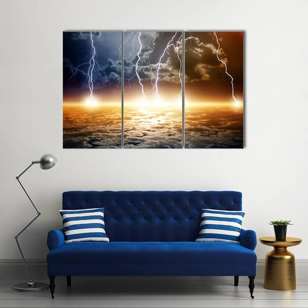 Dramatic Bright Lightning Canvas Wall Art