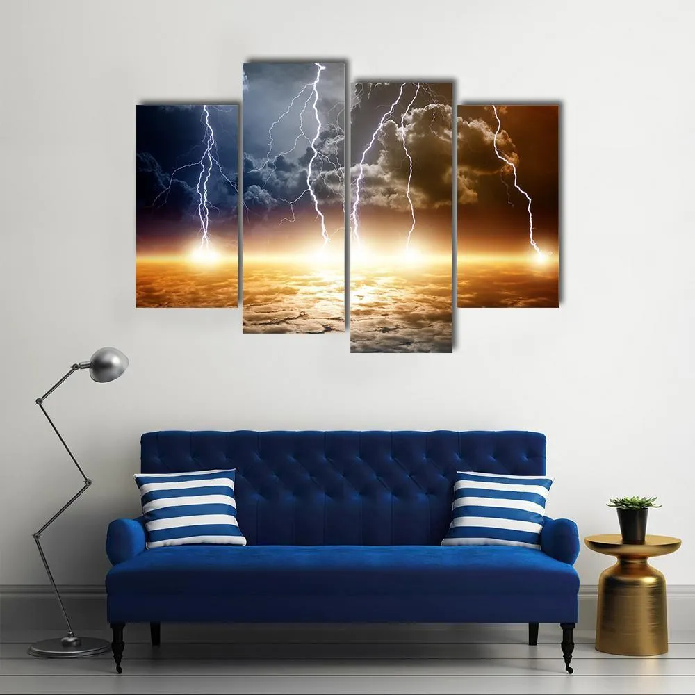 Dramatic Bright Lightning Canvas Wall Art