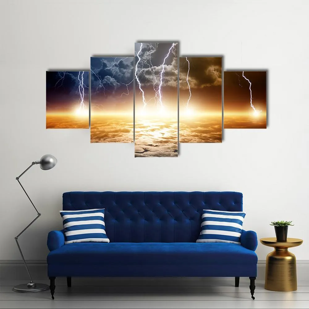 Dramatic Bright Lightning Canvas Wall Art