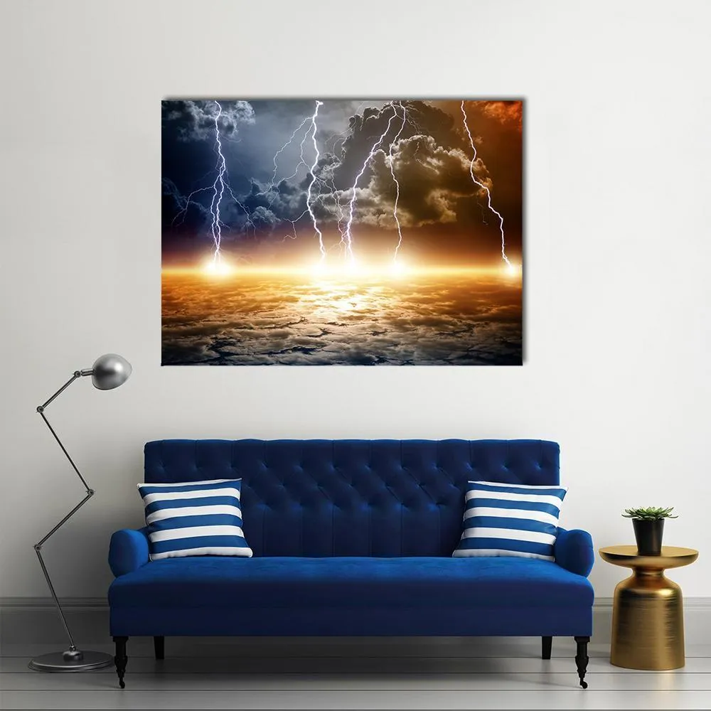 Dramatic Bright Lightning Canvas Wall Art