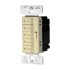 Eaton Wiring Devices PT18M-V-K Minute Timer, 15 A, 120 V, 1800 W, 5, 10, 15, 30, 60 min Off Time Setting, Ivory