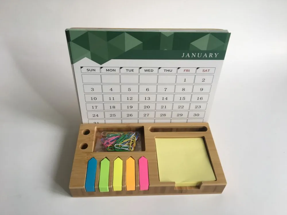 Eco Bamboo Desk Organiser/ Calendar