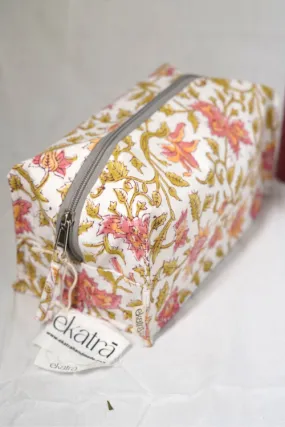 Ekatra 100% Cotton Travel Organizer/Pouch - Pink Floral