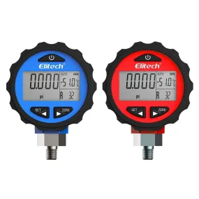 Elitech PG-30 Pro Red & Blue Digital Pressure Gauges High and Low Pressure Gauges for HVAC 87  Refrigerants with Backlight