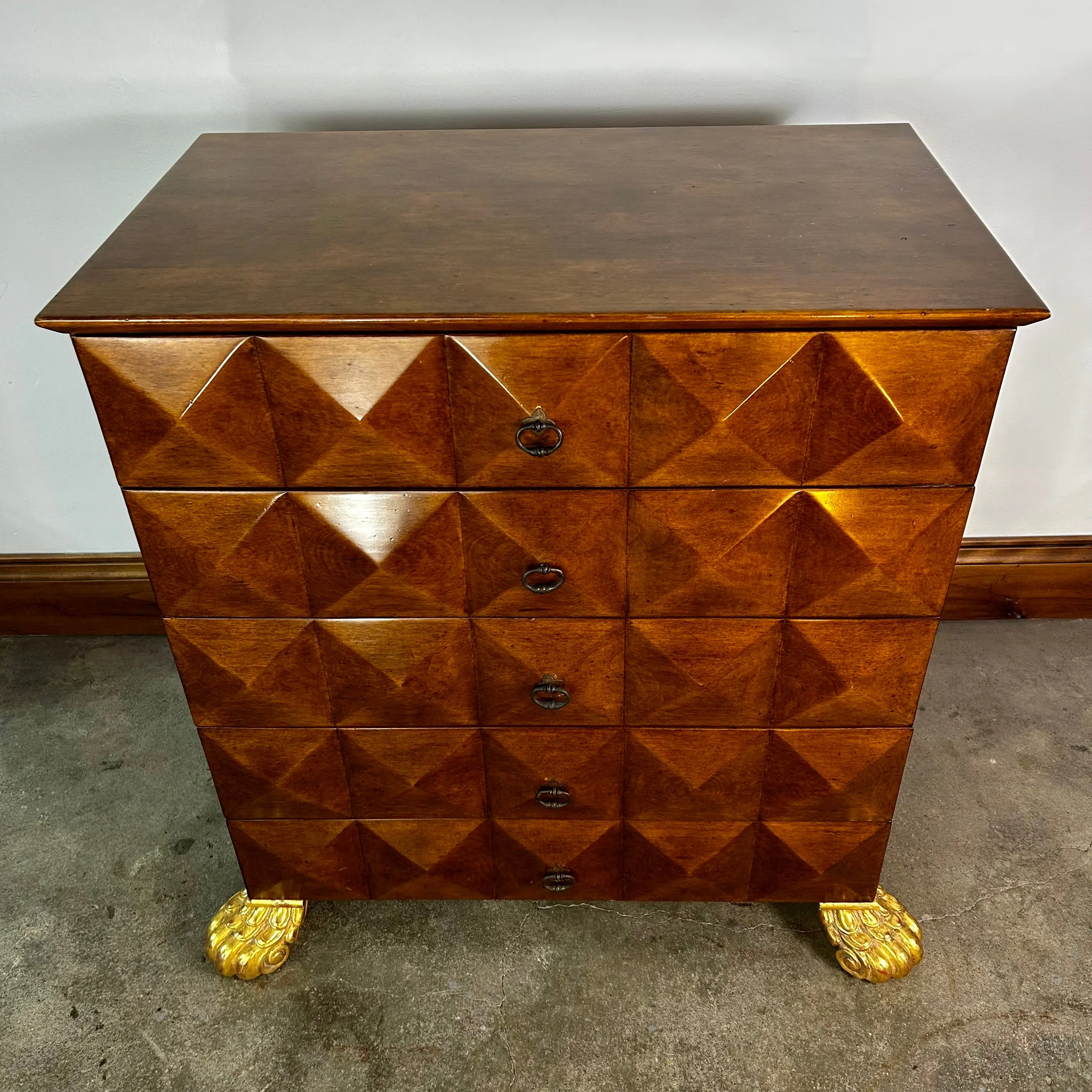 Emanual Morez Dresser Cabinets, Diamond Commodes, Golden Lion Feet, Pair