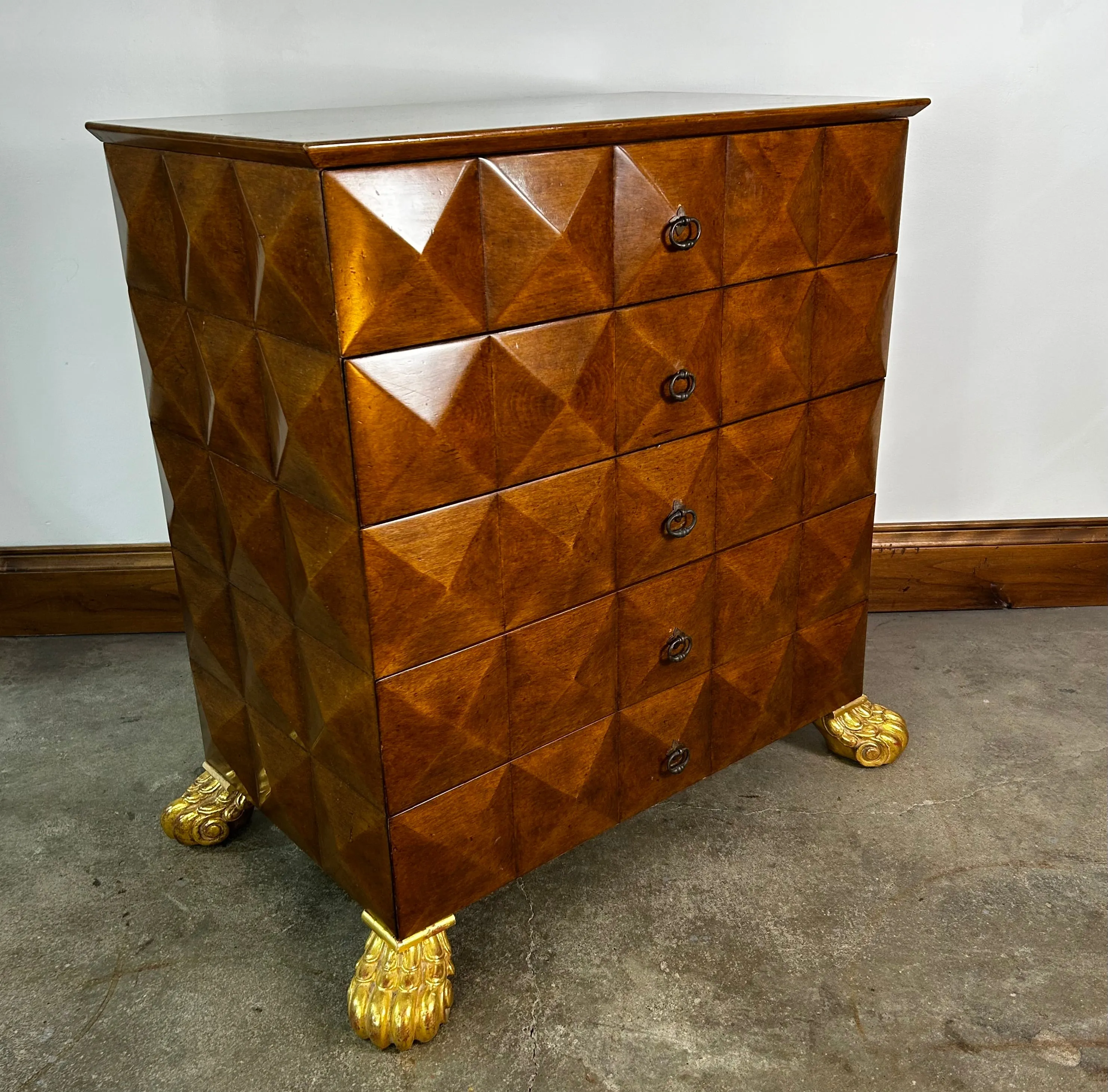Emanual Morez Dresser Cabinets, Diamond Commodes, Golden Lion Feet, Pair