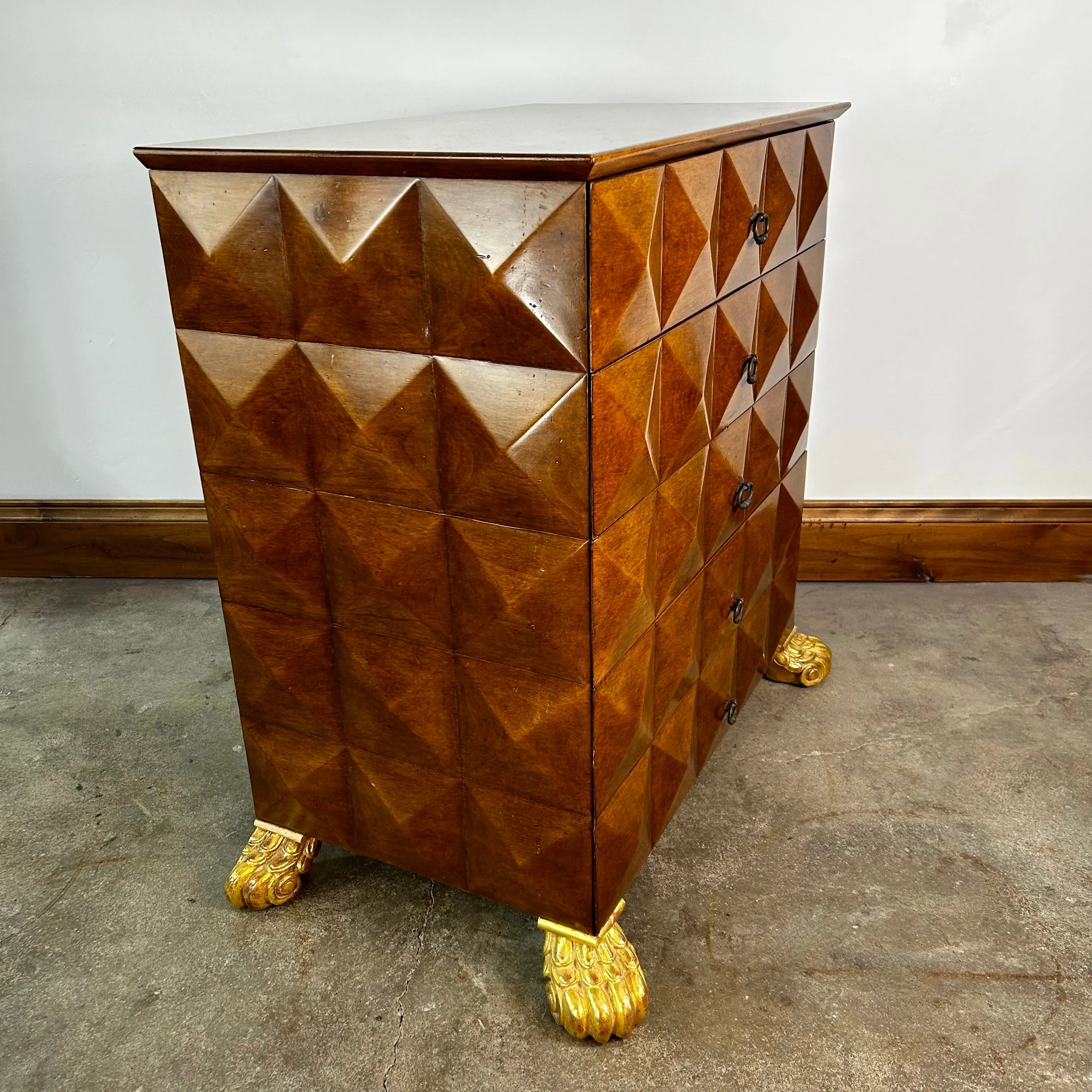 Emanual Morez Dresser Cabinets, Diamond Commodes, Golden Lion Feet, Pair