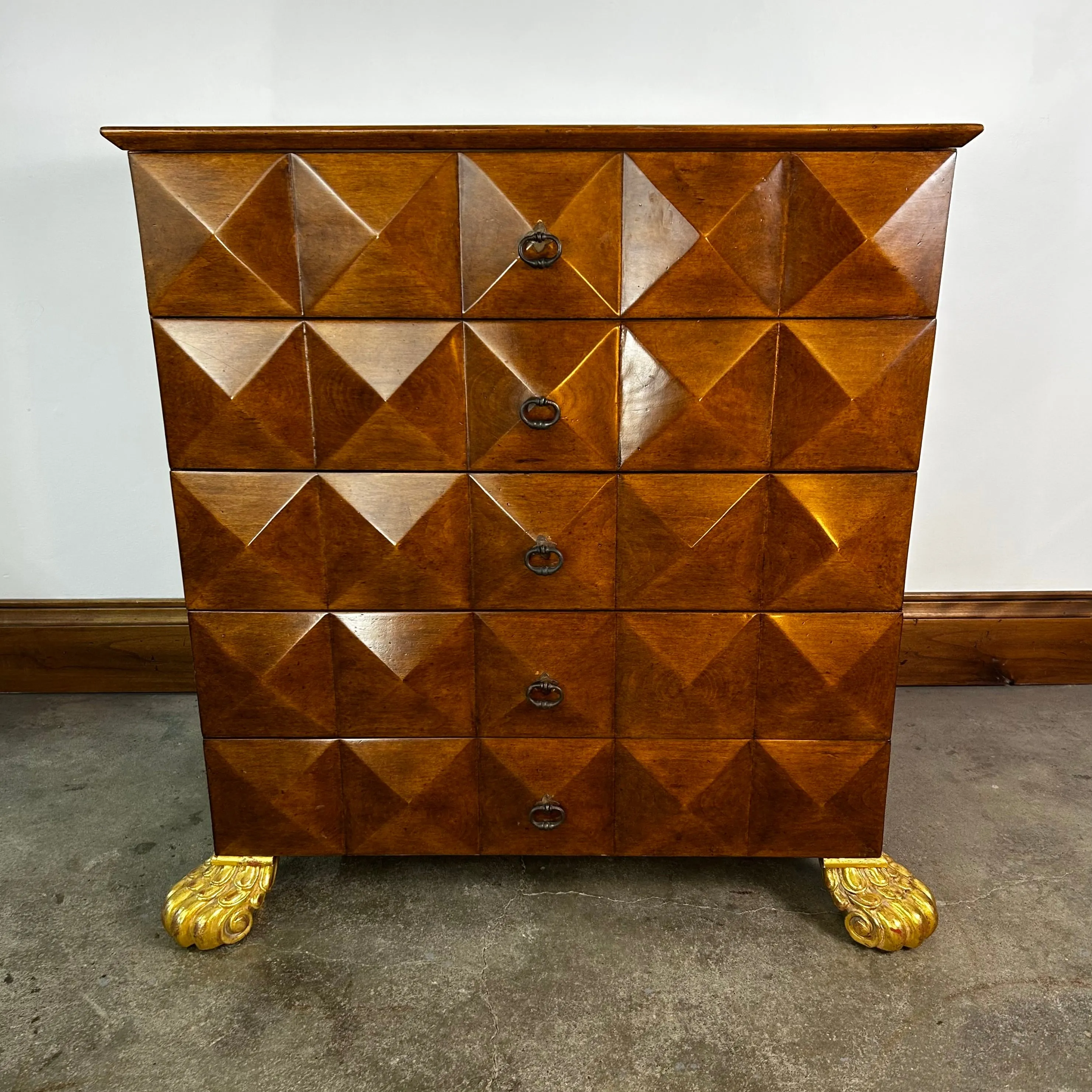 Emanual Morez Dresser Cabinets, Diamond Commodes, Golden Lion Feet, Pair