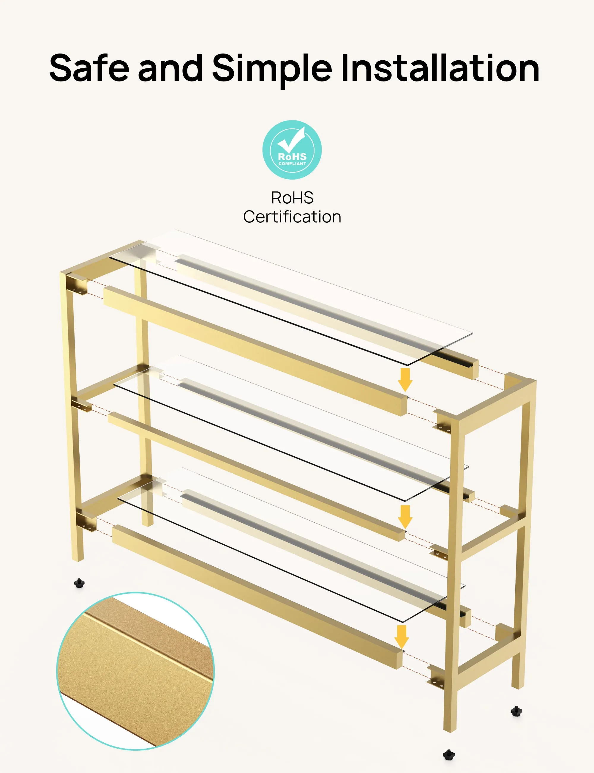 Evajoy Console Table, 35" Entryway Table with 3 Tiers, Foyer Tables, Open Glass Sofa Table 2024