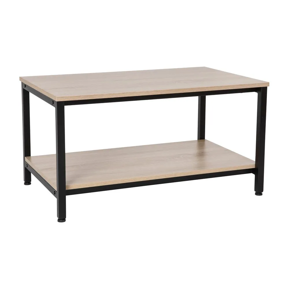 Finley Modern Industrial 2 Tier Rectangular Metal And Driftwood Coffee Table By Flash Furniture