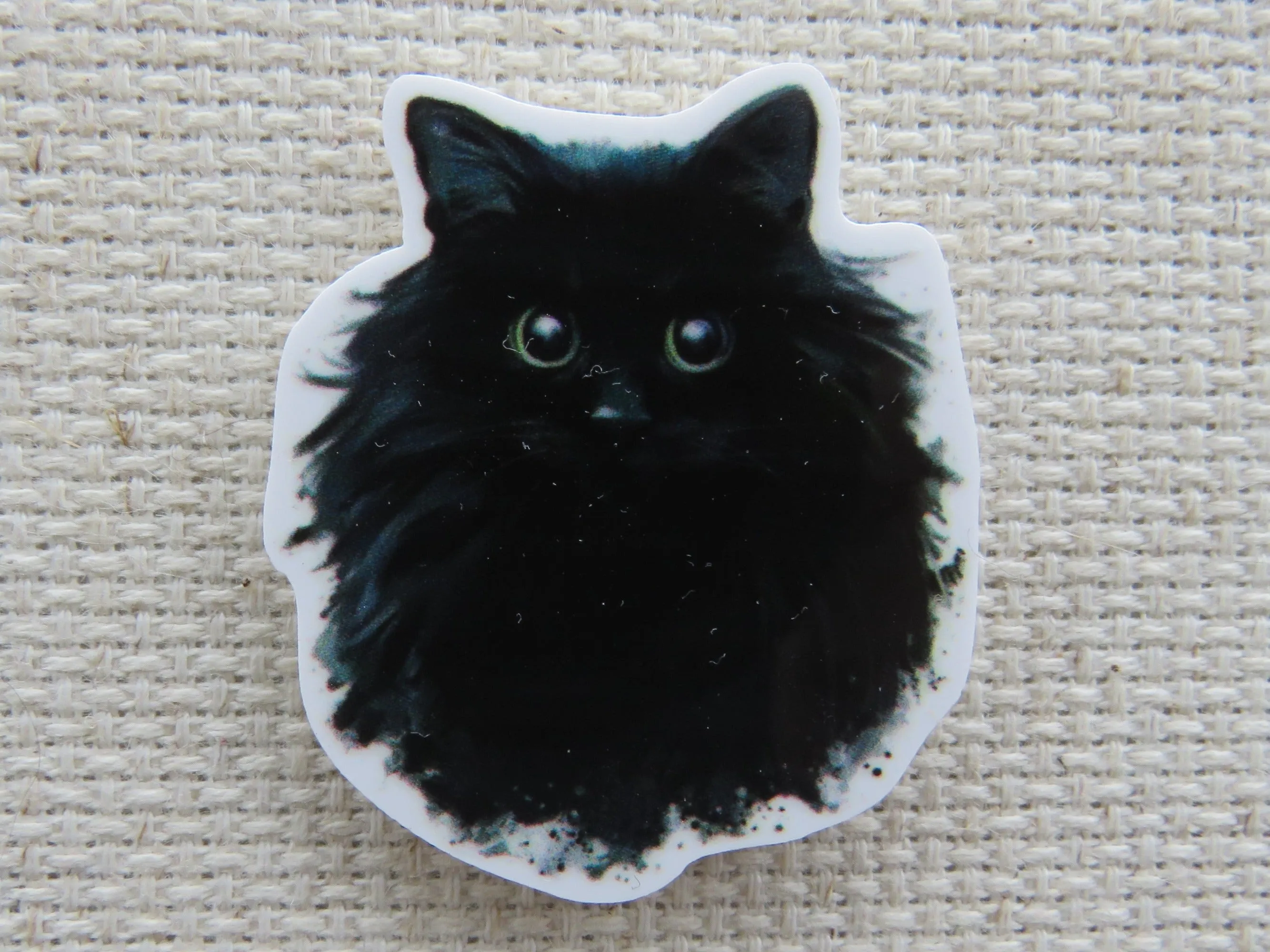 Fluffy Black Cat Needle Minder, Cover Minder, Magnet