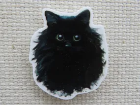Fluffy Black Cat Needle Minder, Cover Minder, Magnet