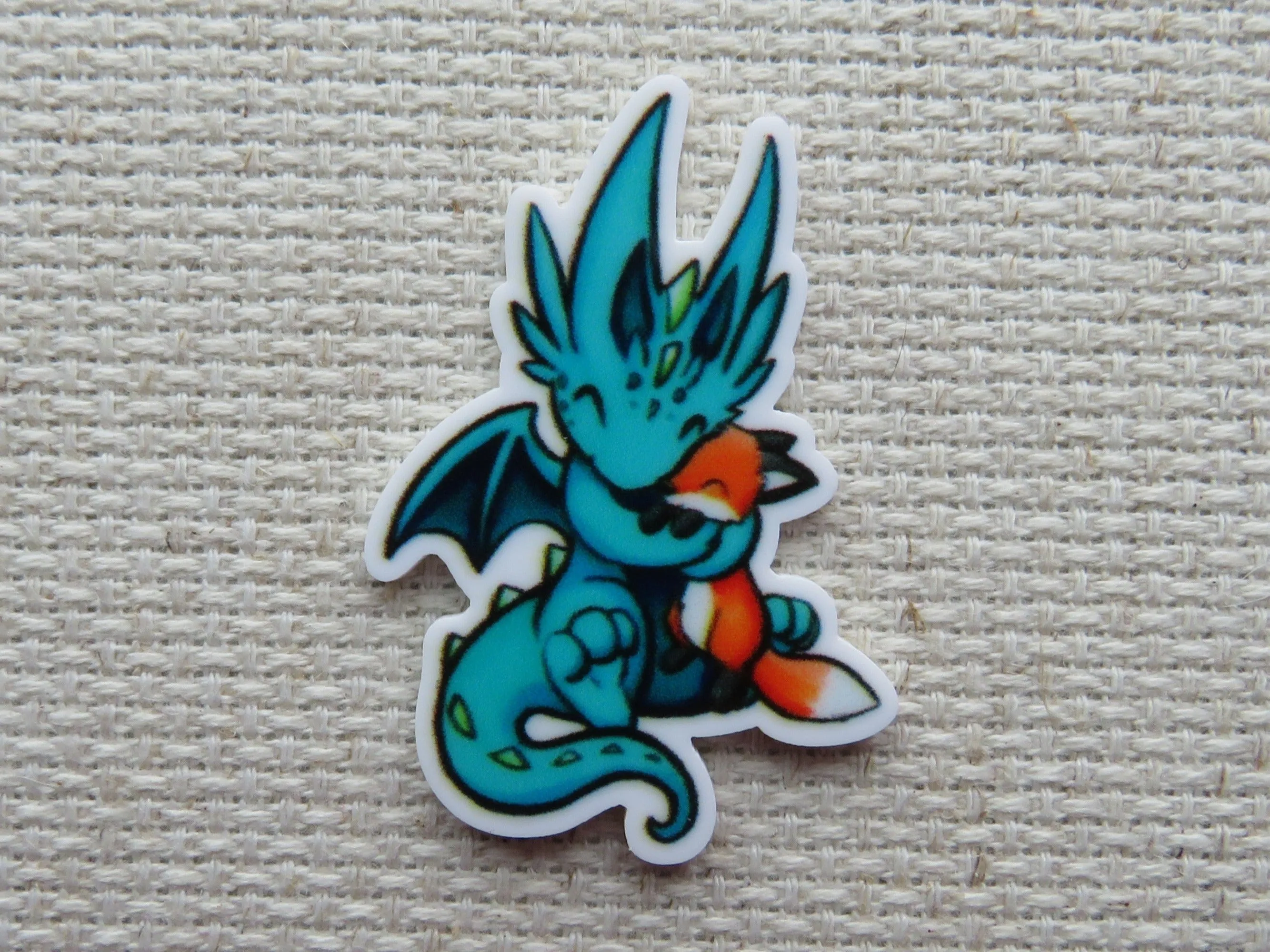 Fox Loving Dragon Needle Minder, Cover Minder, Magnet