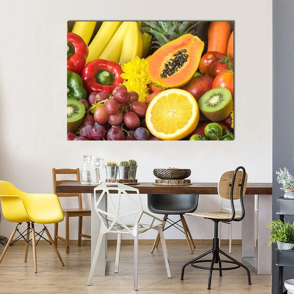 Fresh Fruits And Vegetables Canvas Wall Art