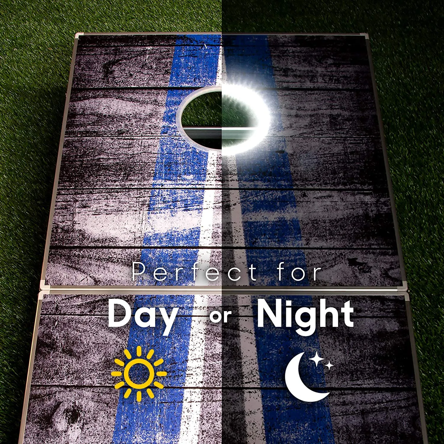 GoSports 4 ft x 2 ft LED Cornhole Set - Rustic