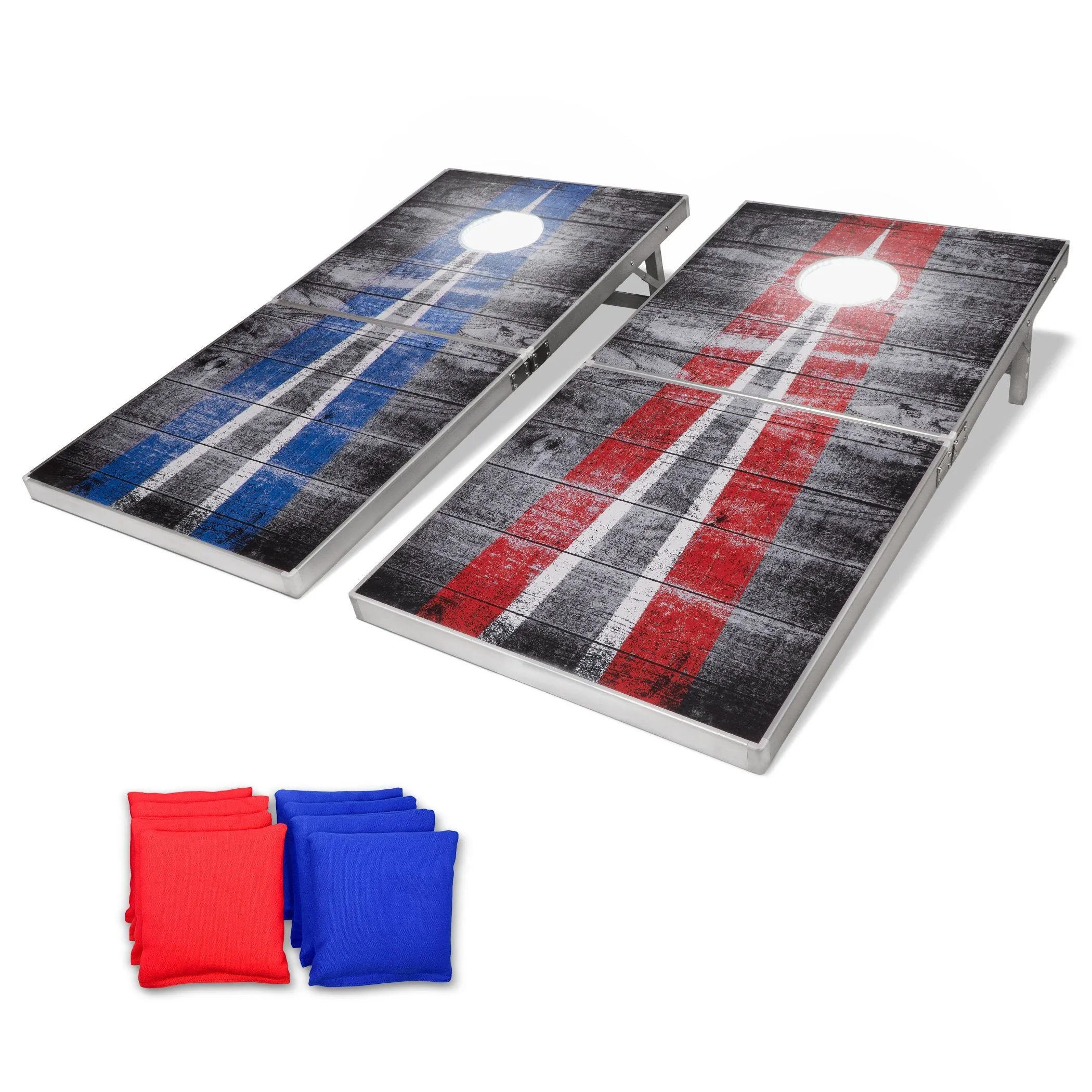 GoSports 4 ft x 2 ft LED Cornhole Set - Rustic