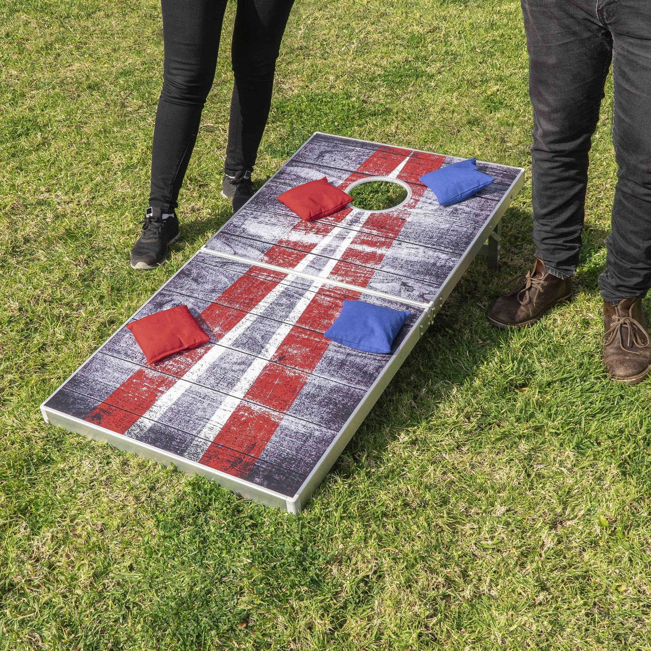 GoSports 4 ft x 2 ft LED Cornhole Set - Rustic