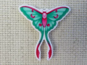 Green and Pink Butterfly Needle Minder, Cover Minder, Magnet