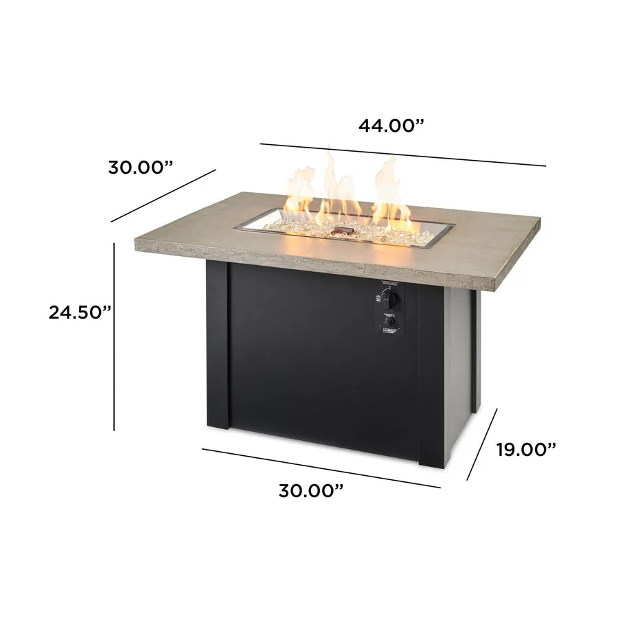 Havenwood Rectangular Gas Fire Pit 44" Table By The Outdoor Great Room