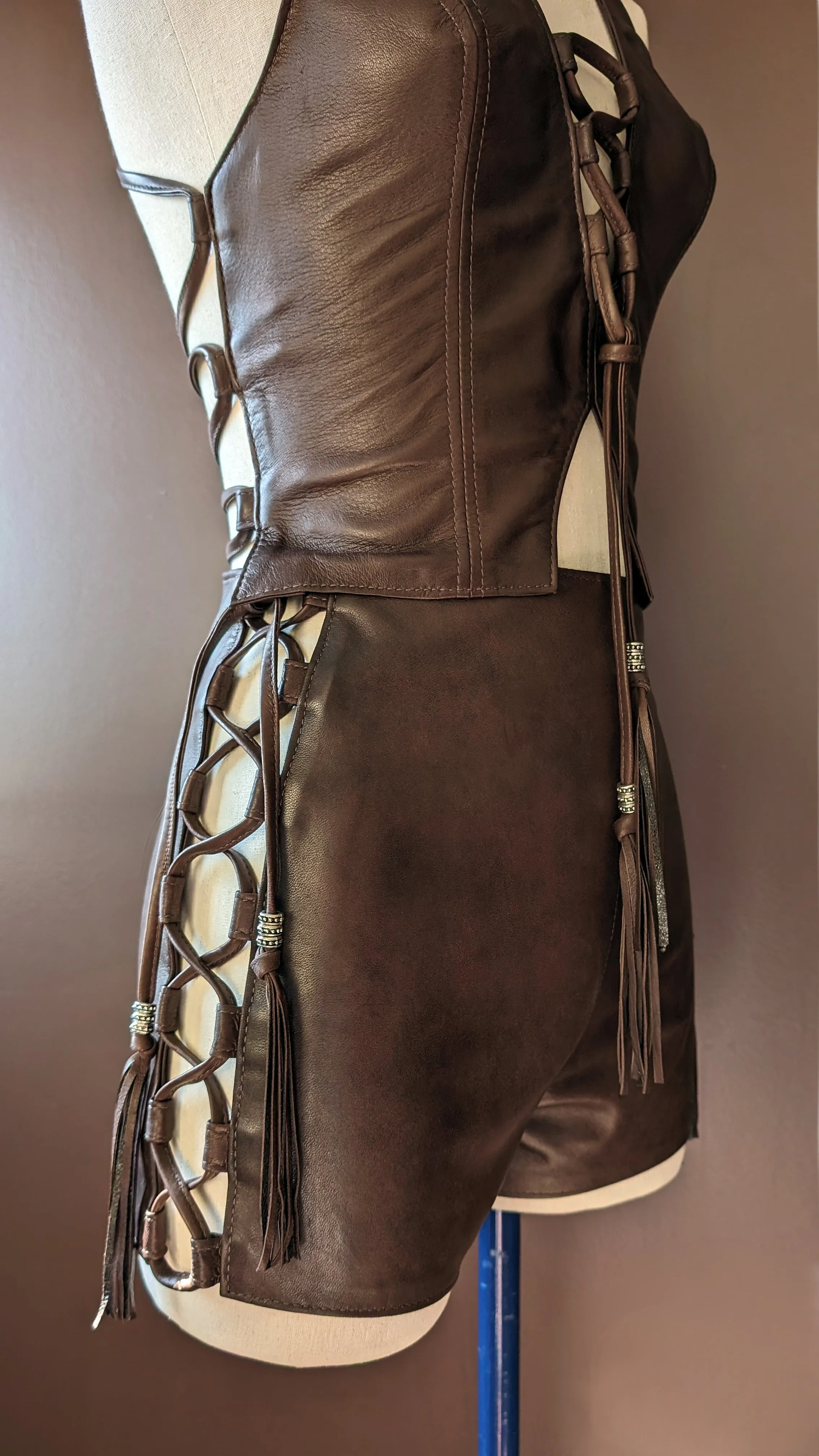 Heaven Sheepskin Leather Shorts | Lace Up Side Legs - SS-1133-SH
