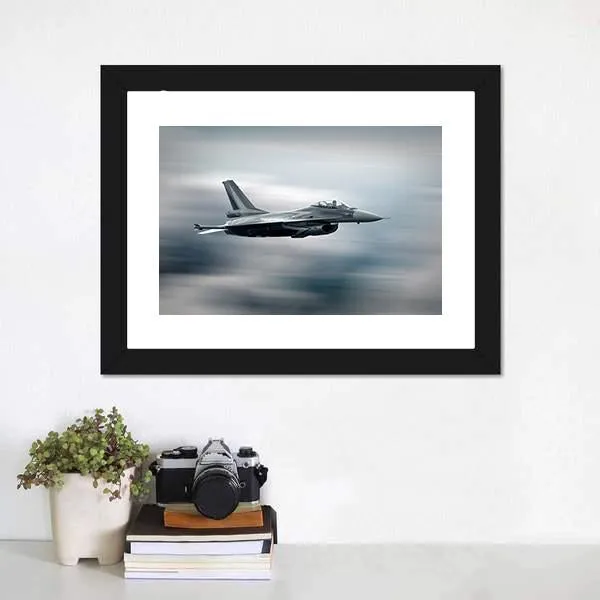 High Speed Military Airplane Canvas Wall Art