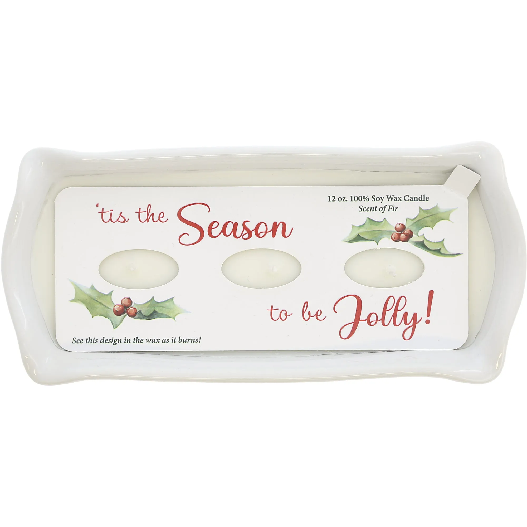 Holly Jolly 12 oz - 100% Soy Wax Reveal Triple Wick Candle Scent: Fir