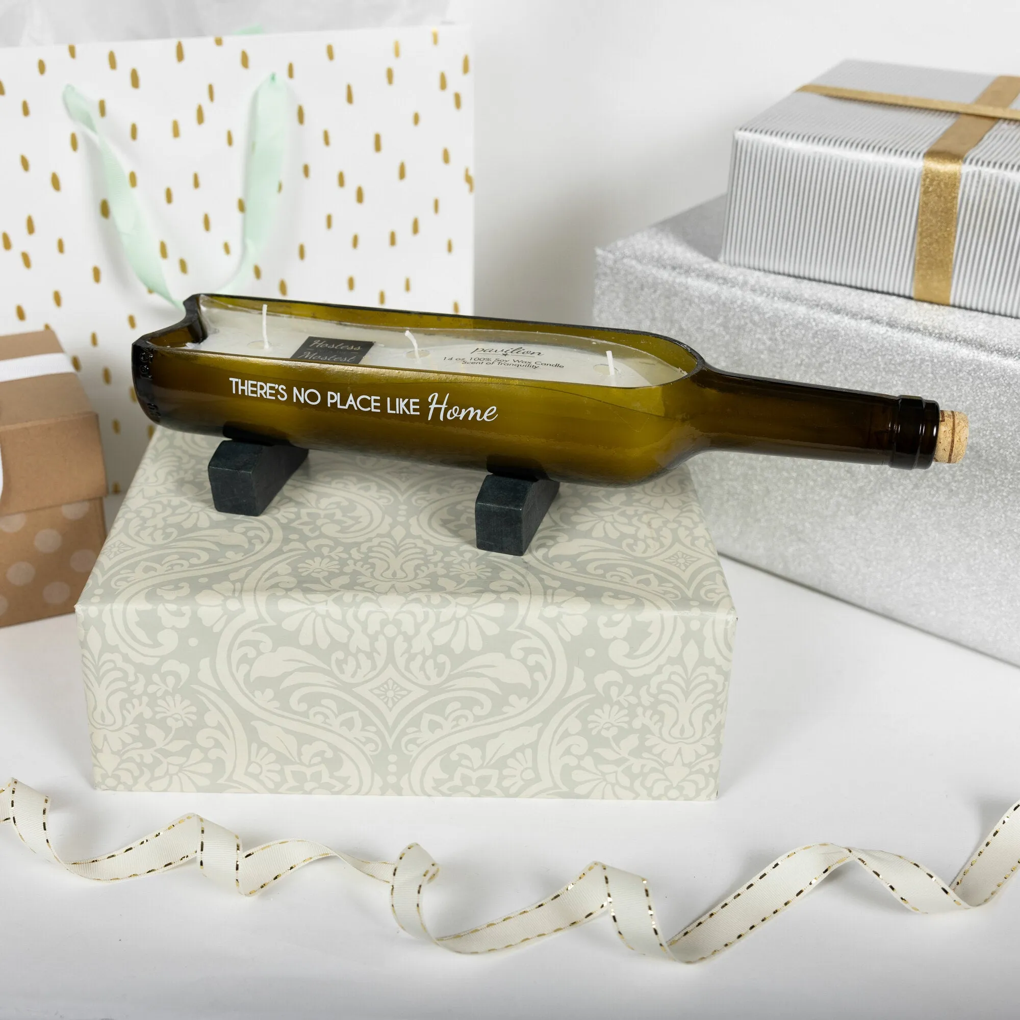 Home 14 oz 100% Soy Wax, Wine Bottle Candle Scent: Tranquility