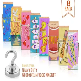 Inspirational Fridge Magnets - 8 Unique Magnetic Clips   Strong Hook magnet - Display Photos & Memos On a Refrigerator, Locker, Whiteboard, Office, Classroom In a Cute & Fun Way By Treats&Smiles
