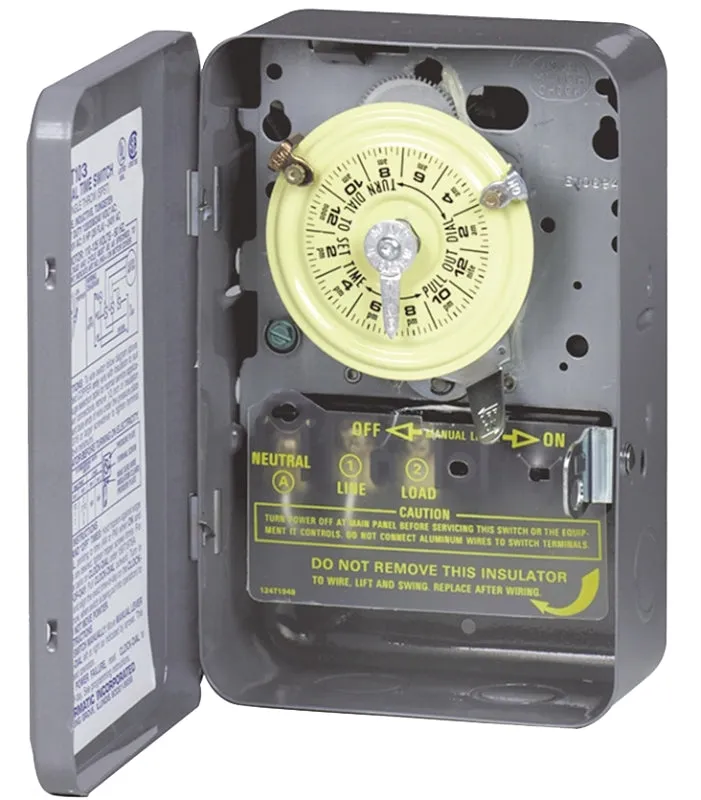 Intermatic T103 Mechanical Timer Switch, 40 A, 120 V, 3 W, 24 hr Time Setting, 12 On/Off Cycles Per Day Cycle :EA: QUANTITY: 1