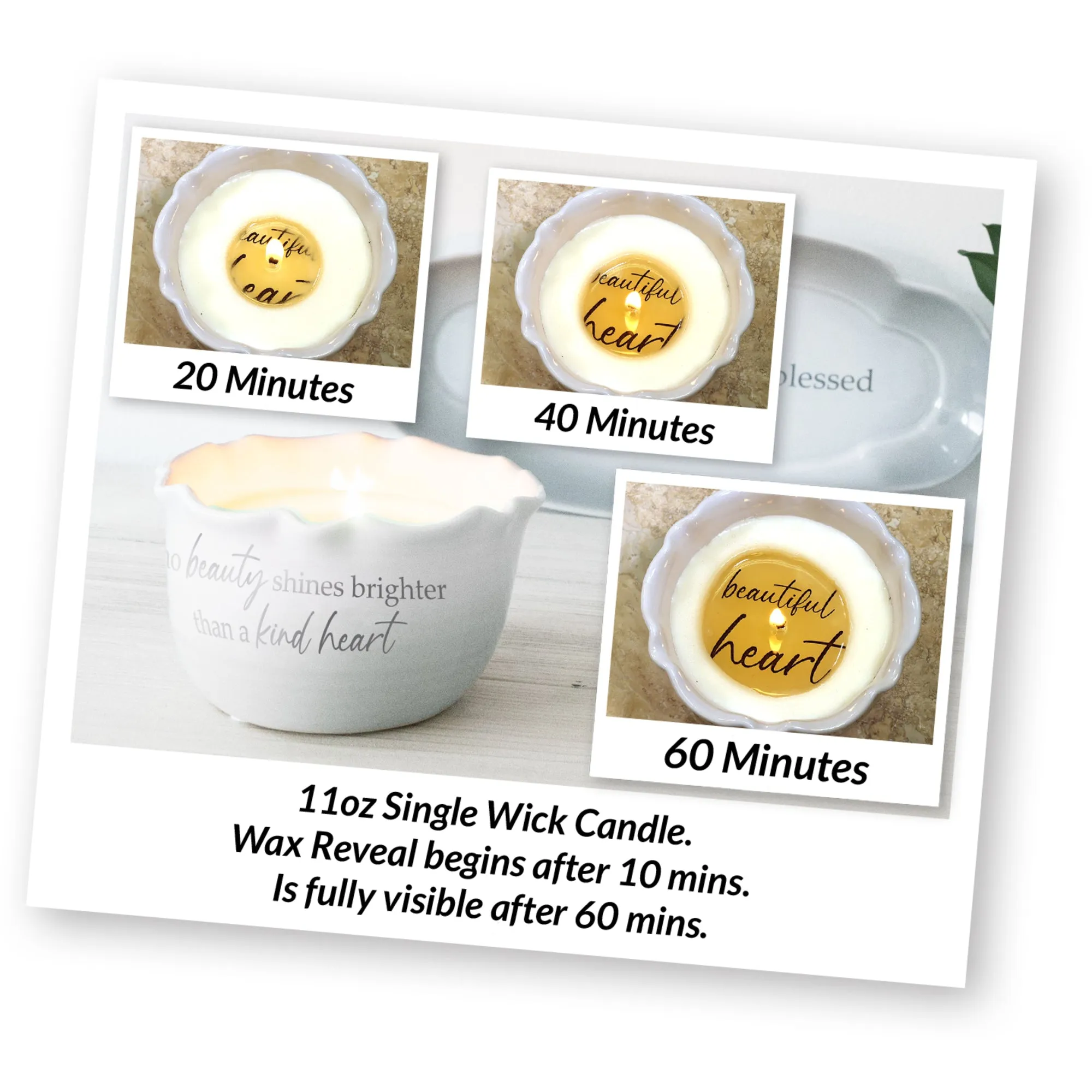 Kind Heart 11 oz - 100% Soy Wax Reveal Candle Scent: Tranquility