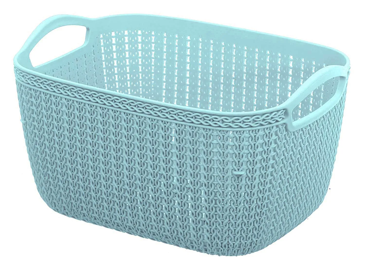 Kuber Industries Q-6 Unbreakable Plastic 4 Pieces Multipurpose Large Size Flexible Storage Baskets/Fruit Vegetable Bathroom Stationary Home Basket with Handles (Light Blue & Grey)