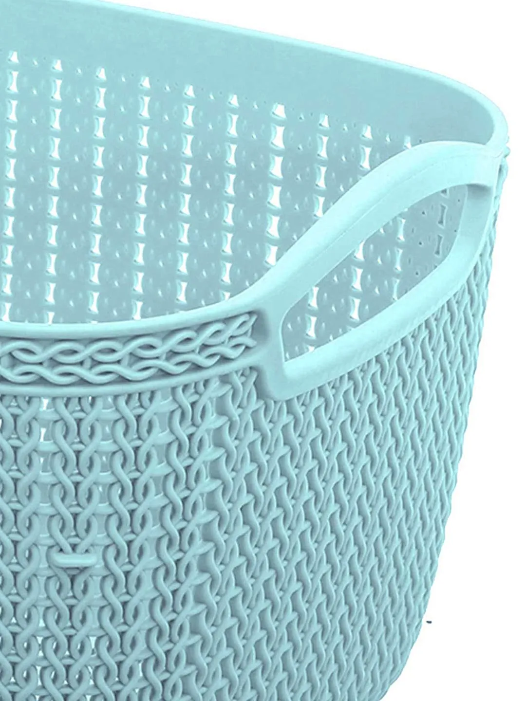 Kuber Industries Q-6 Unbreakable Plastic 4 Pieces Multipurpose Large Size Flexible Storage Baskets/Fruit Vegetable Bathroom Stationary Home Basket with Handles (Light Blue & Grey)
