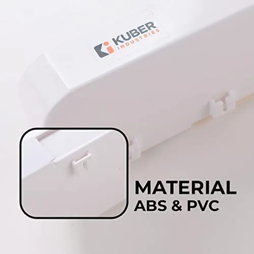 Kuber Industries Set of 2 Bathroom Organizer with Towel Hanger |Self-Adhesive Wall Shelf|Non-Toxic|Easy to Fit Plastic Bathroom Shelf|Multipurpose Wall Mounted Shelf for Bathroom & Kitchen|1323|White